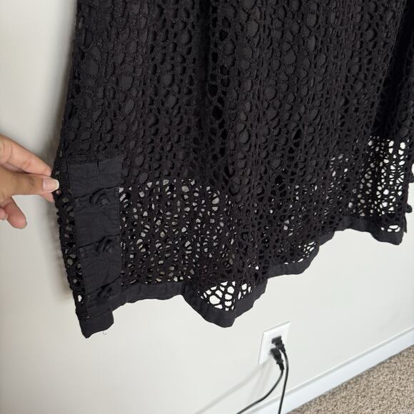 BUYKUD Pants Womens Size M/L Black Crochet Knit Wide Leg Boho Hippie Festival - Picture 6 of 7